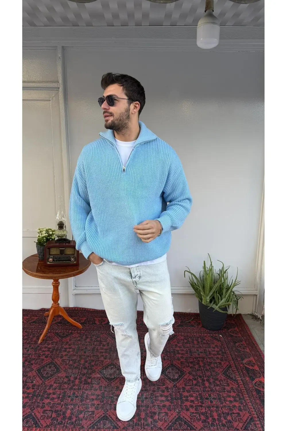 Retro Yarım Fermuar