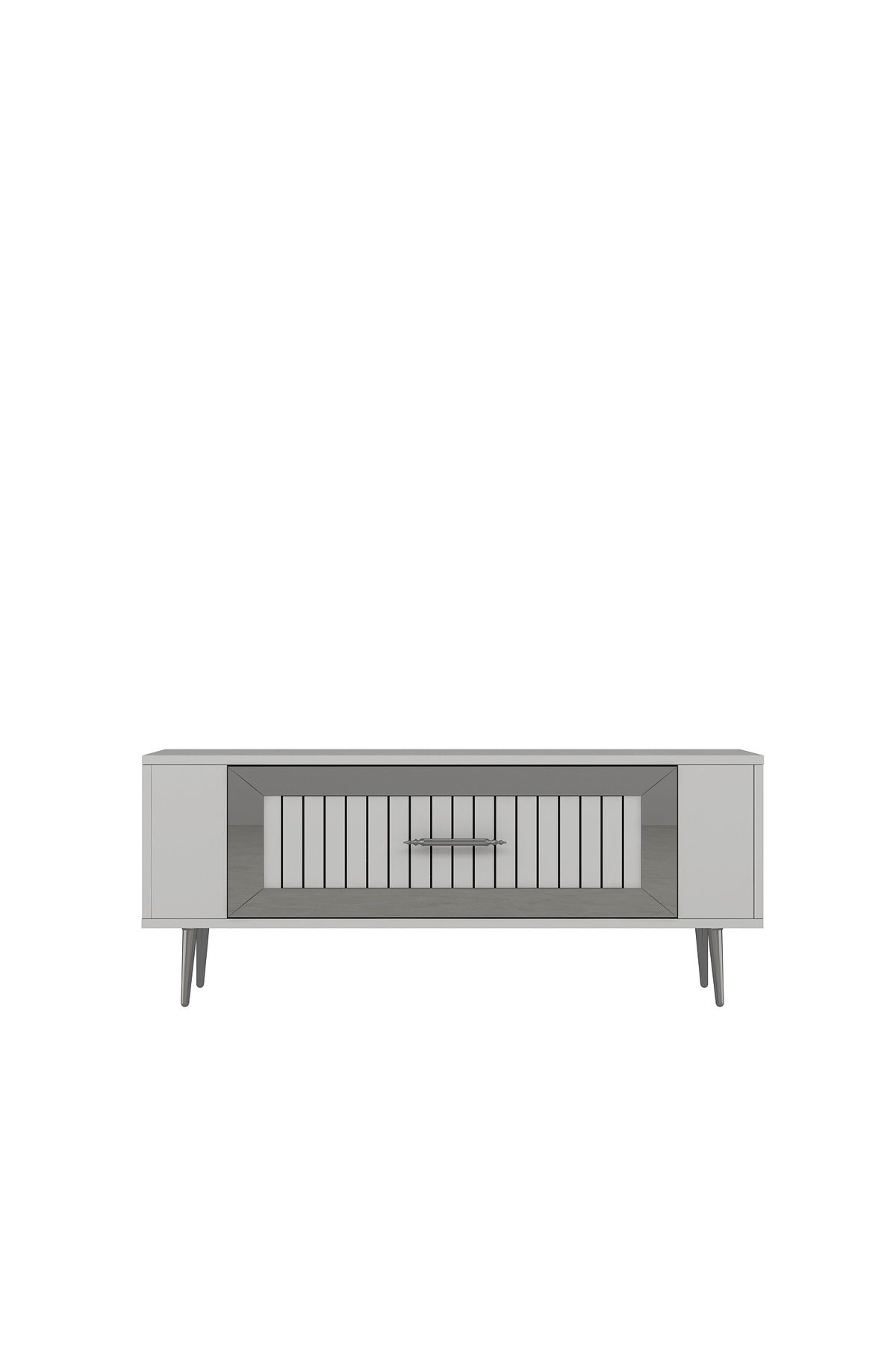 Cantek Dizayn Retrolp3ct Tv Sehpasi Beyaz-Gümüş