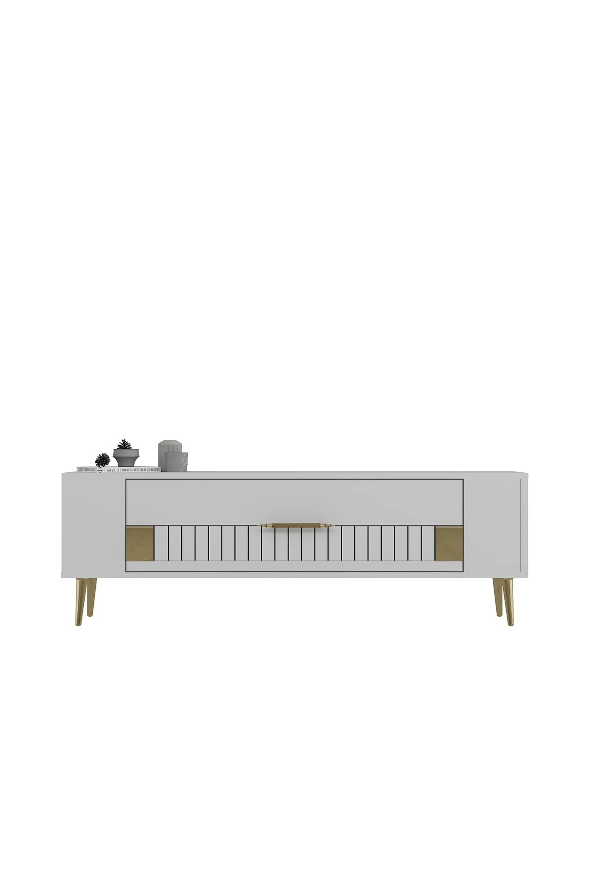 Retrolp4ct Tv Sehpası Beyaz-altın