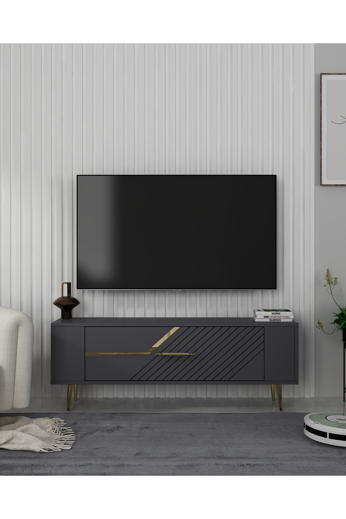 Cantek Dizayn Retrolp5ct Tv Sehpasi Antrasit