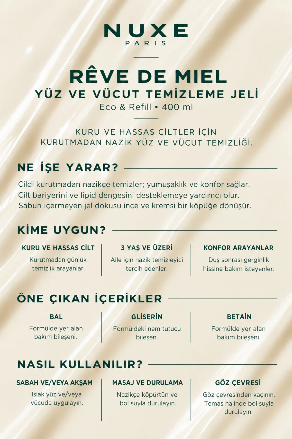 Reve de Miel Yüz ve Vücut Temizleme Jeli (Eco & Refill) 400 ML - Görsel 5