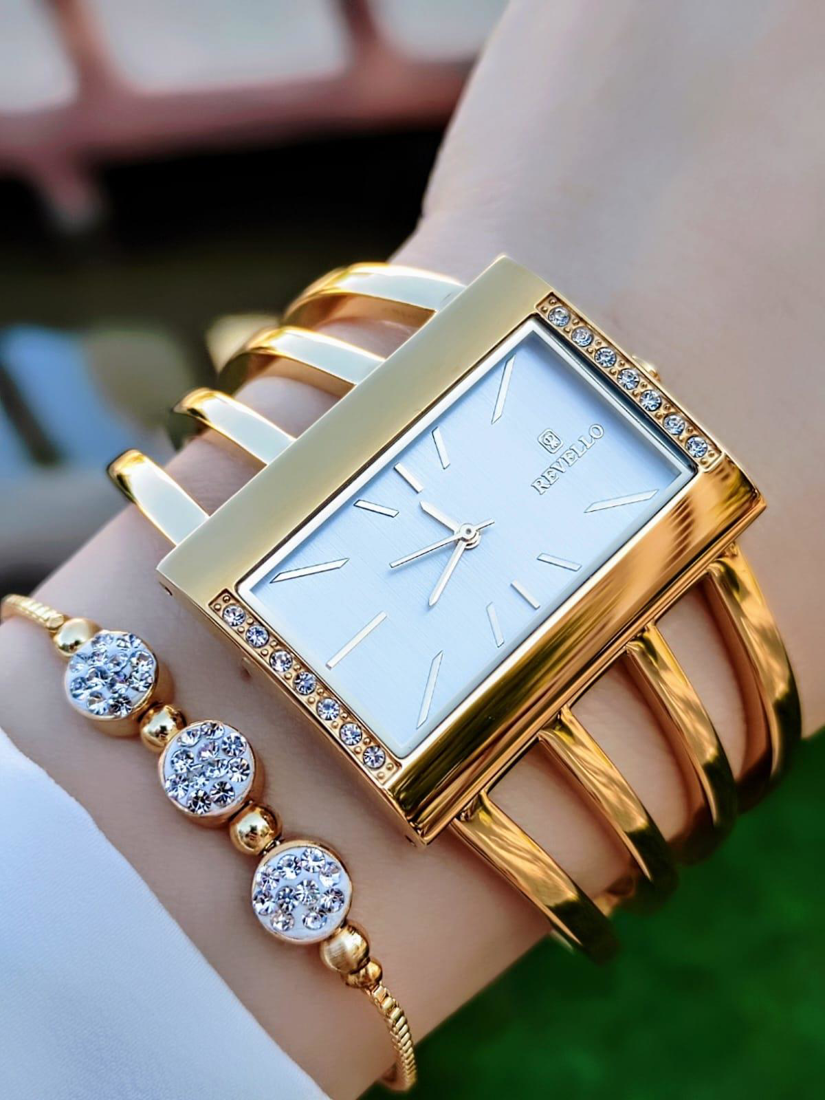 Revello Çelik Swarovski Taşlı Özel Altın Kaplama Elite Modeli 30 