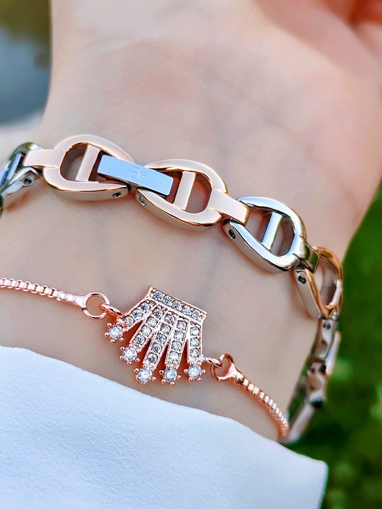 Revello Özel Bronz Kaplama Elite Modeli Swarovski Taşlı 30 Mt Su 