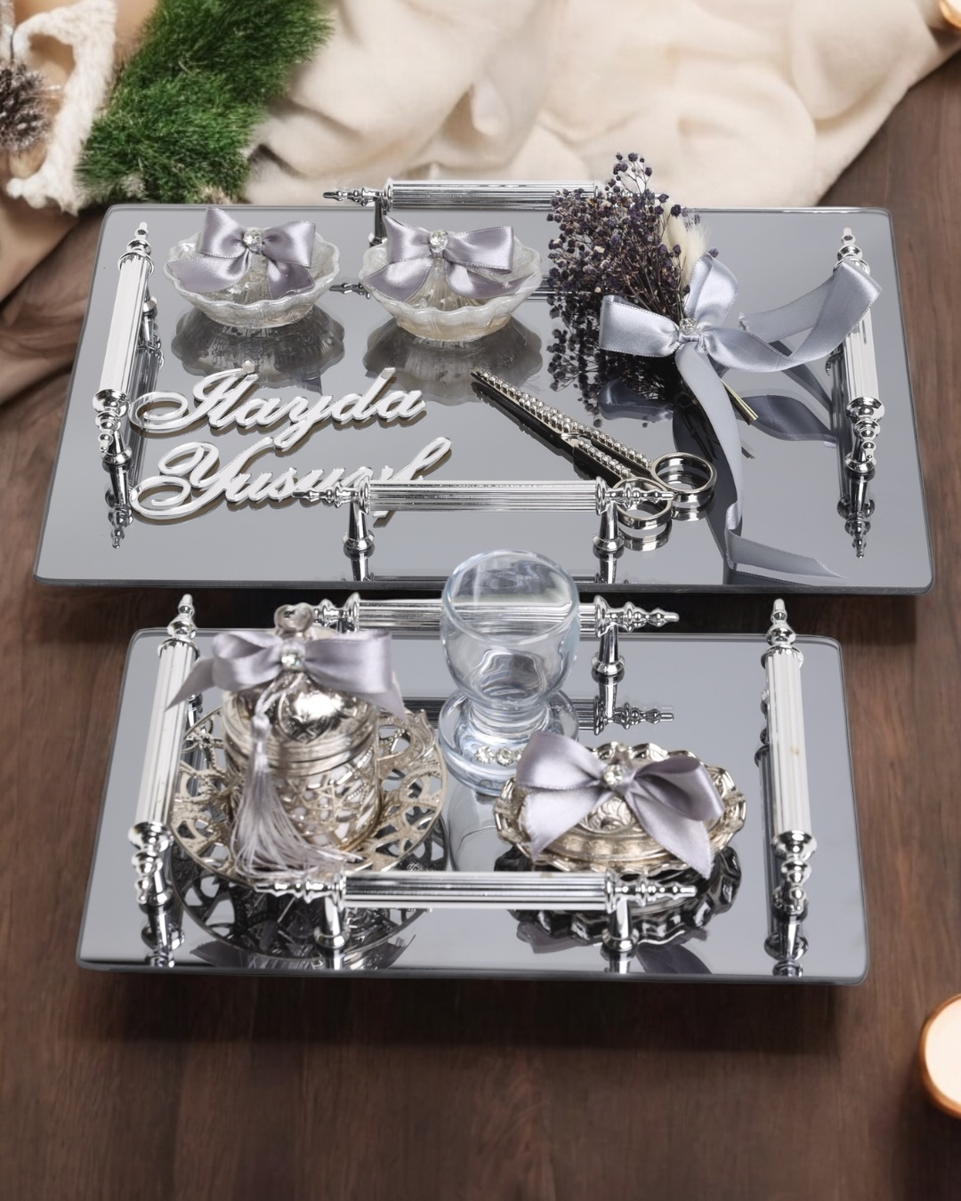 Reverence Gümüş 4 KULP Söz Tepsisi ve Nişan Tepsisi