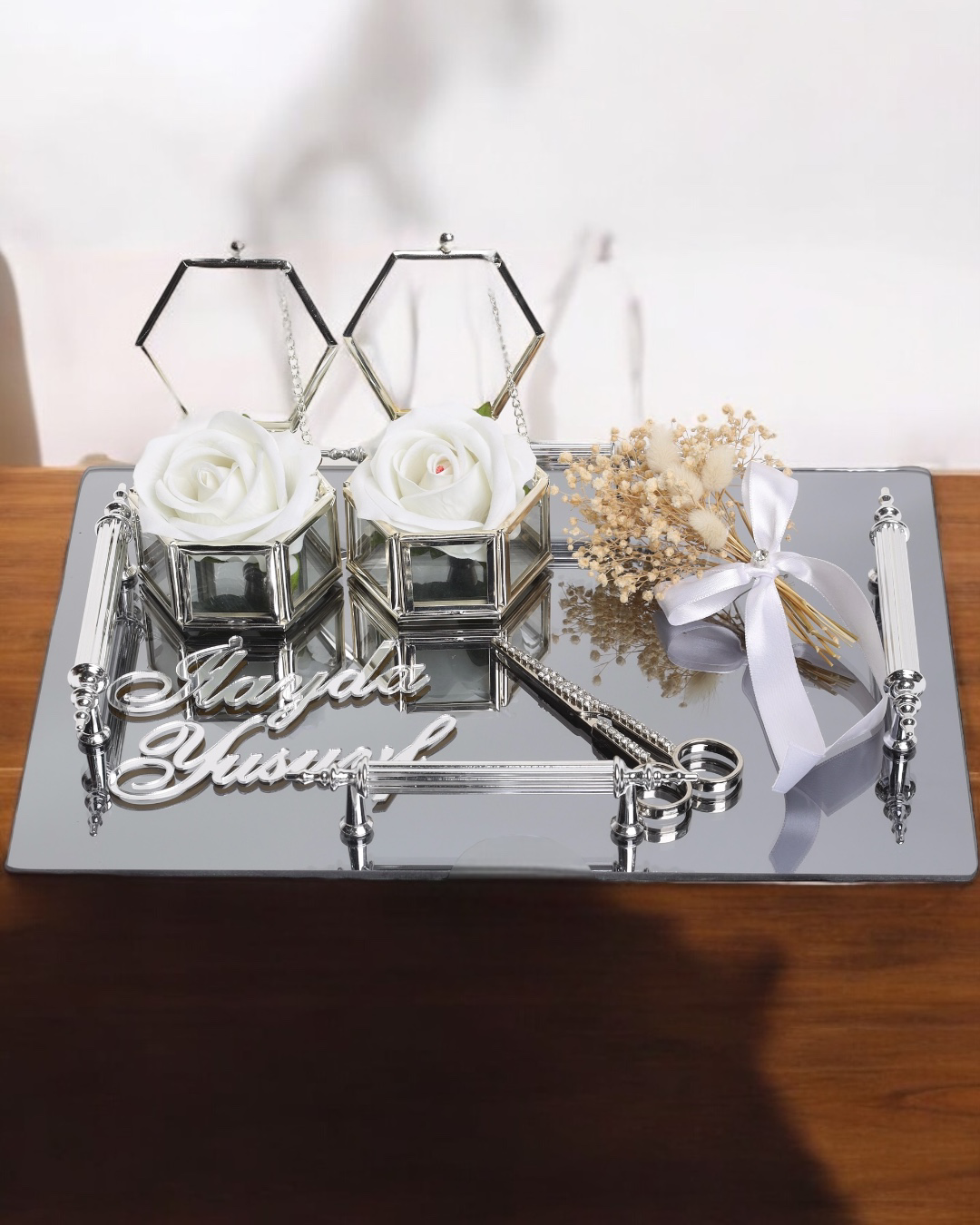 Reverence Gümüş Dikdörtgen Nişan Tepsisi Reverence Gümüş Dikdörtgen Nişan Tepsisi