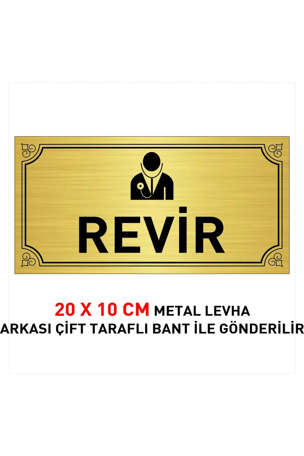 REVİR YAZILI 20 X 10 CM GOLD METAL LEVHA Fiyatı, Yorumları ve Özellikleri