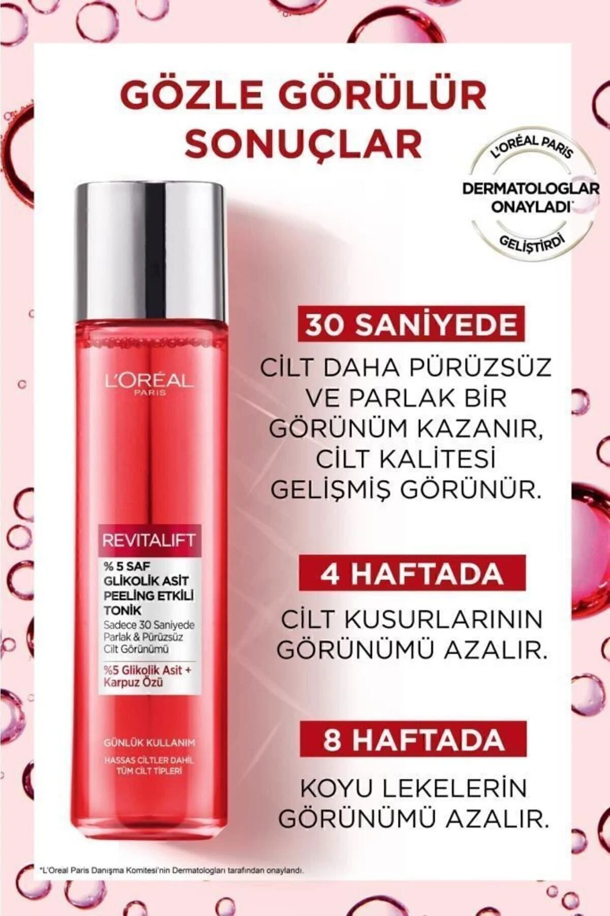 Revitalift %5 Saf Glikolik Asit Peeling Etkili Tonik & Nem Terapisi Normalden Karmaya Ciltler