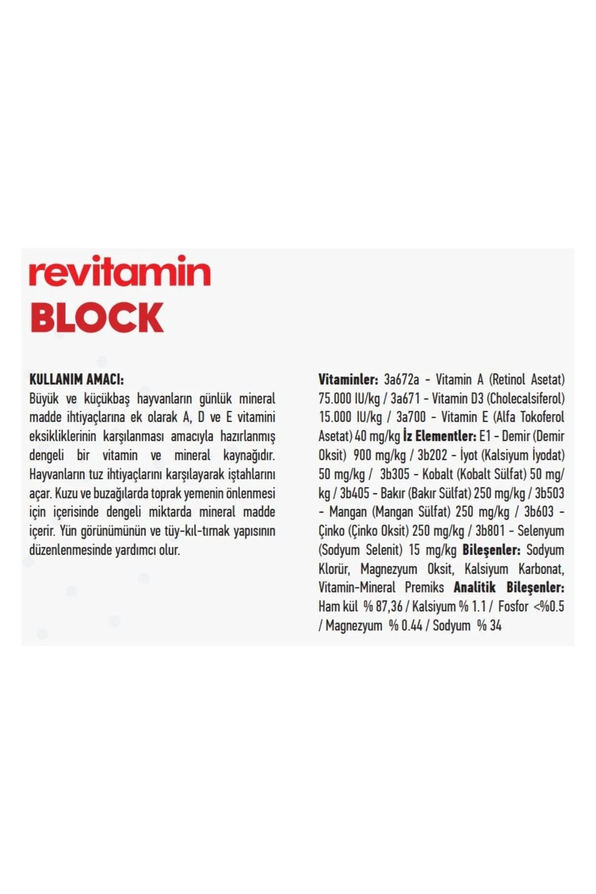 Revitamin Block 3KG Vitaminli Yalama Taşı ( 4'LÜ PAKET )