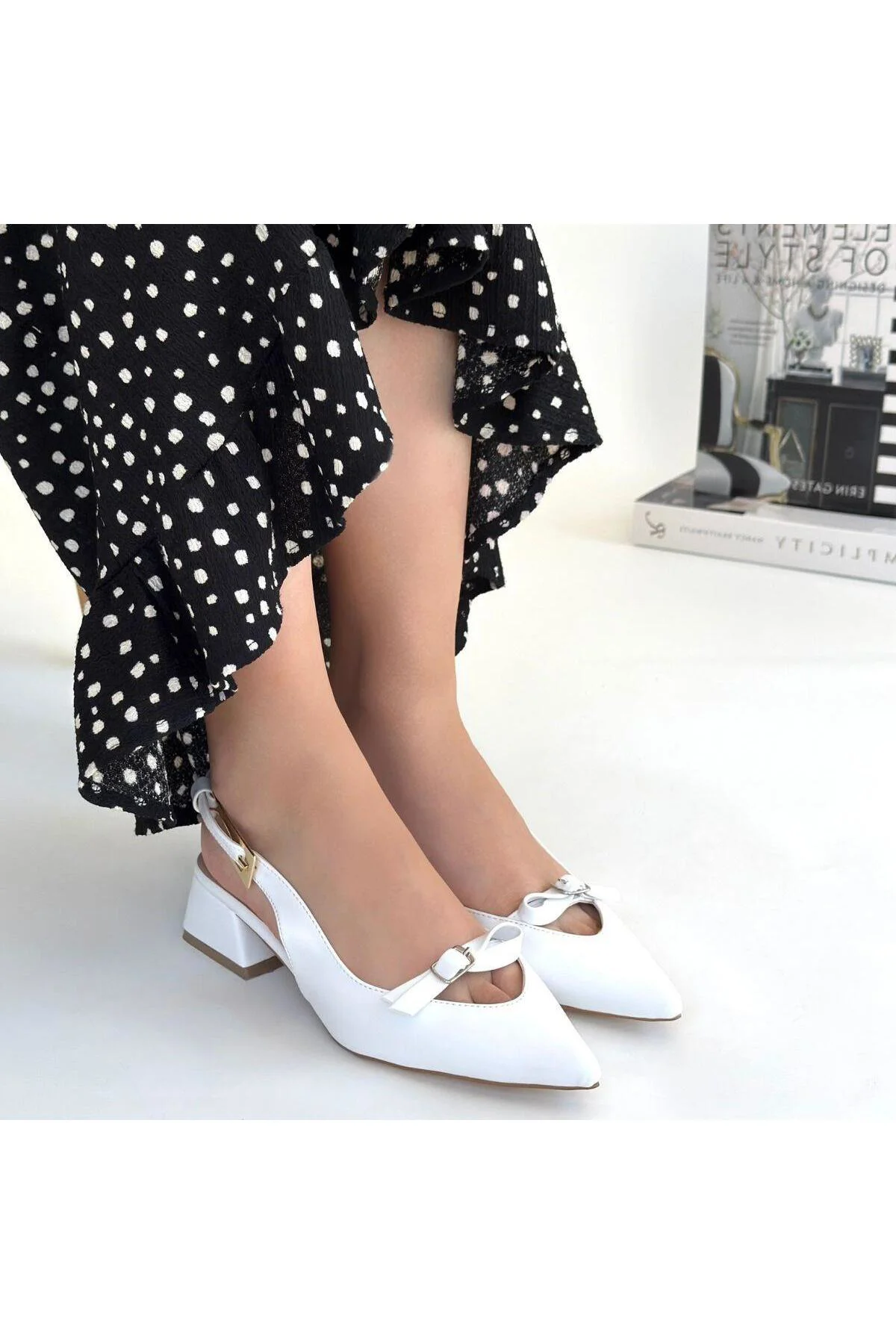 Rewat Beyaz Cilt Topuklu Ayakkabı