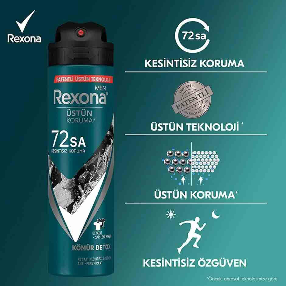 Rexona Men Deo 150 ml Kömür Detox 72 Saat Kesintisiz Koruma