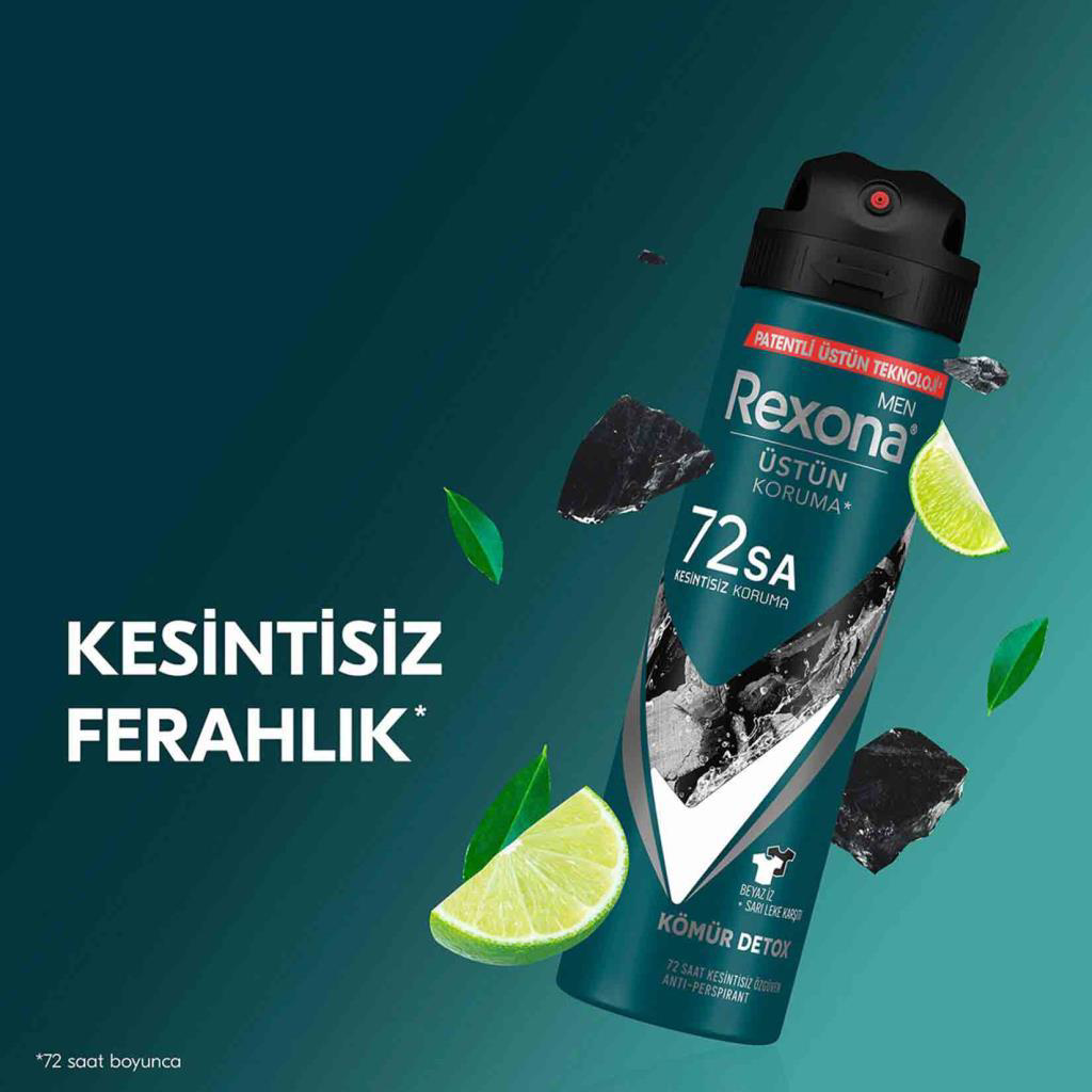 Rexona Men Deo 150 ml Kömür Detox 72 Saat Kesintisiz Koruma