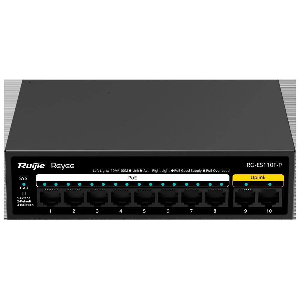 REYEE RG-ES110F-P 8 PORT 10/100 8 PORT POE 2 PORT FAST ETHERNET U