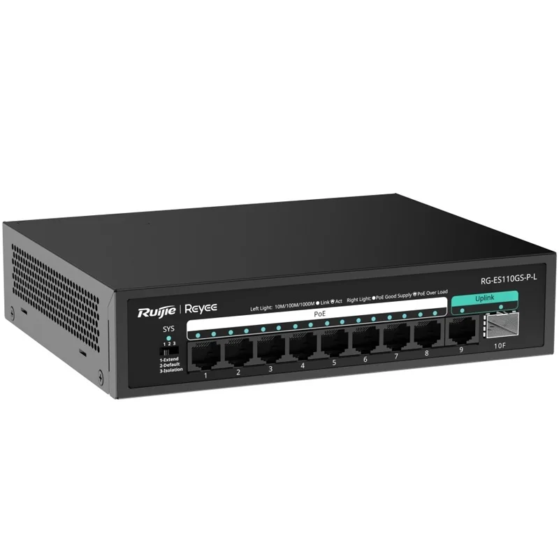 REYEE RG-ES110GS-P-L 8 PORT 10/100/1000 8 PORT POE 1XGE UPLINK 1 X SFP 120W YONETILEMEZ DESKTOP SWITCH REYEE RG-ES110GS-P-L 8 PORT 10/100/1000 8 PORT POE 1XGE UPLINK 1 X SFP 120W YONETILEMEZ DESKTOP SWITCH
