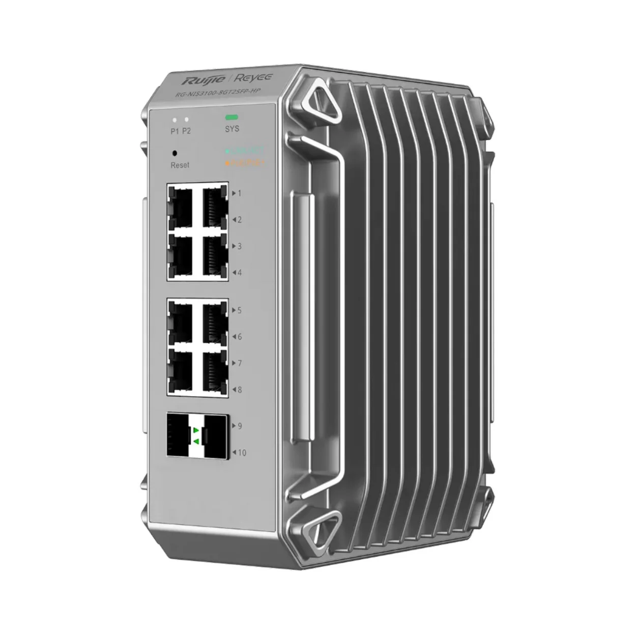 Reyee RG-NIS3100-8GT2SFP-HP 8port Gigabit PoE + 2GE SFP Endüstriyel Switc