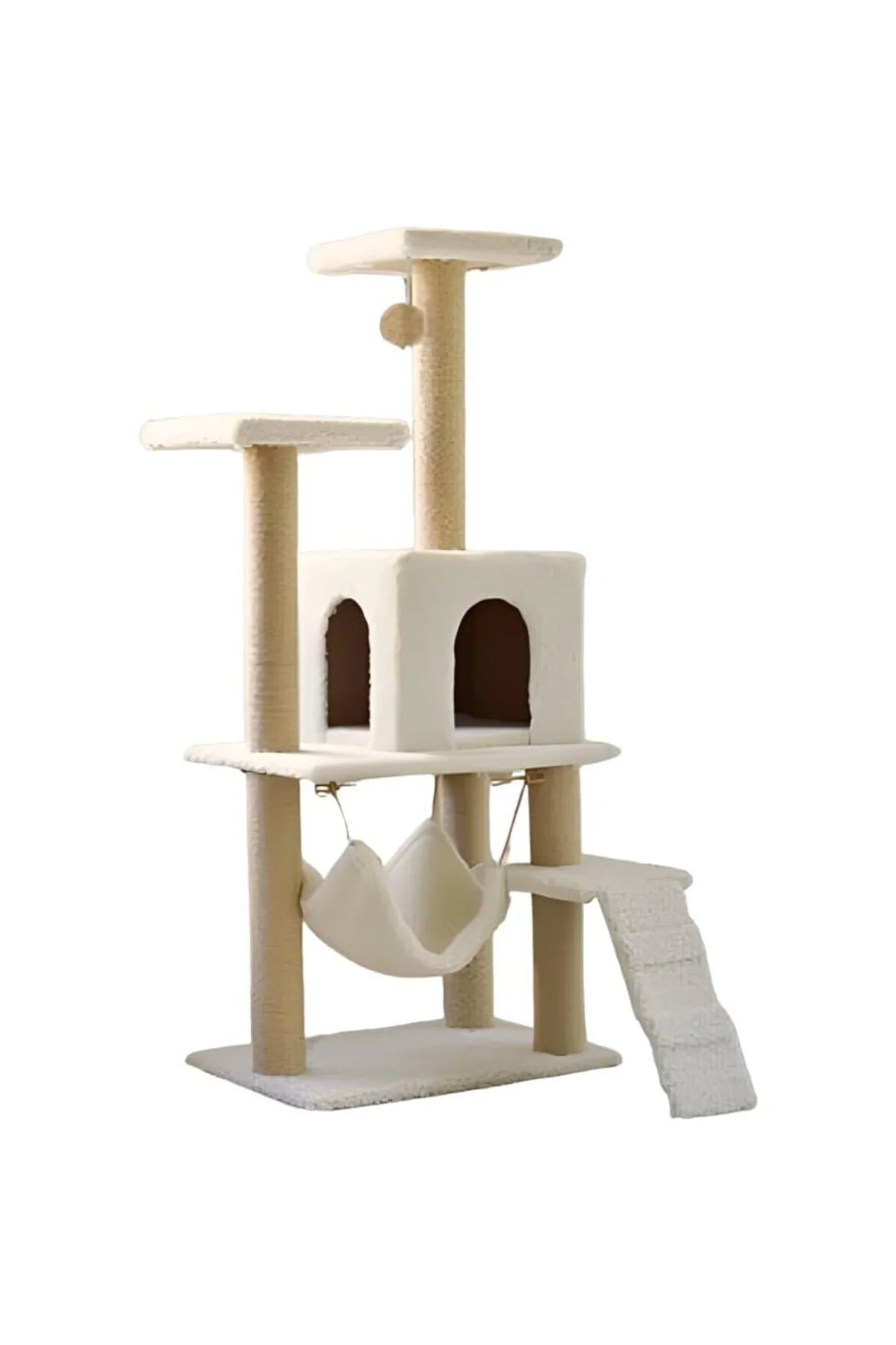 Reyo Pet B-07 Hamaklı Yuvalı Lüx Kedi Tırmalama Oyun Evi Beyaz
