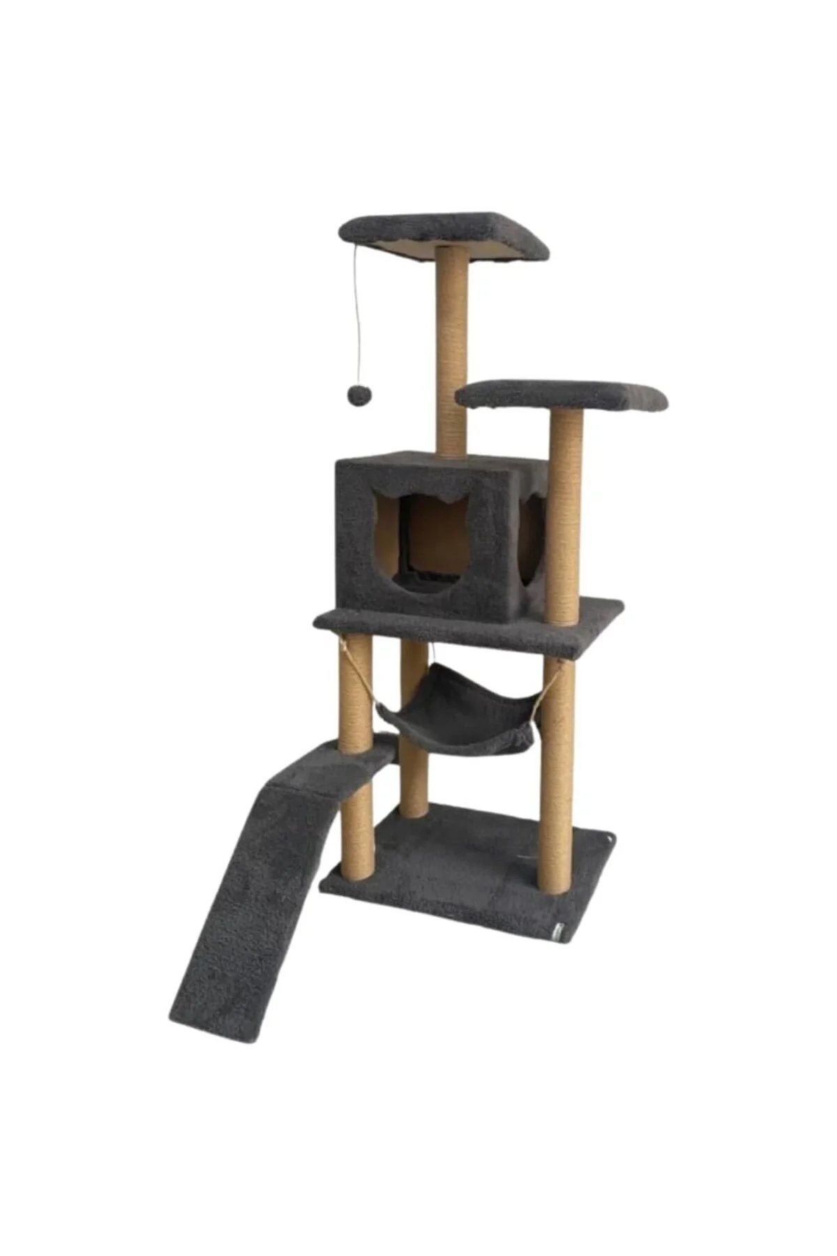 Reyo Pet S9 Kedi Tırmalama Kulesi Platformlu 124 cm Antrasit