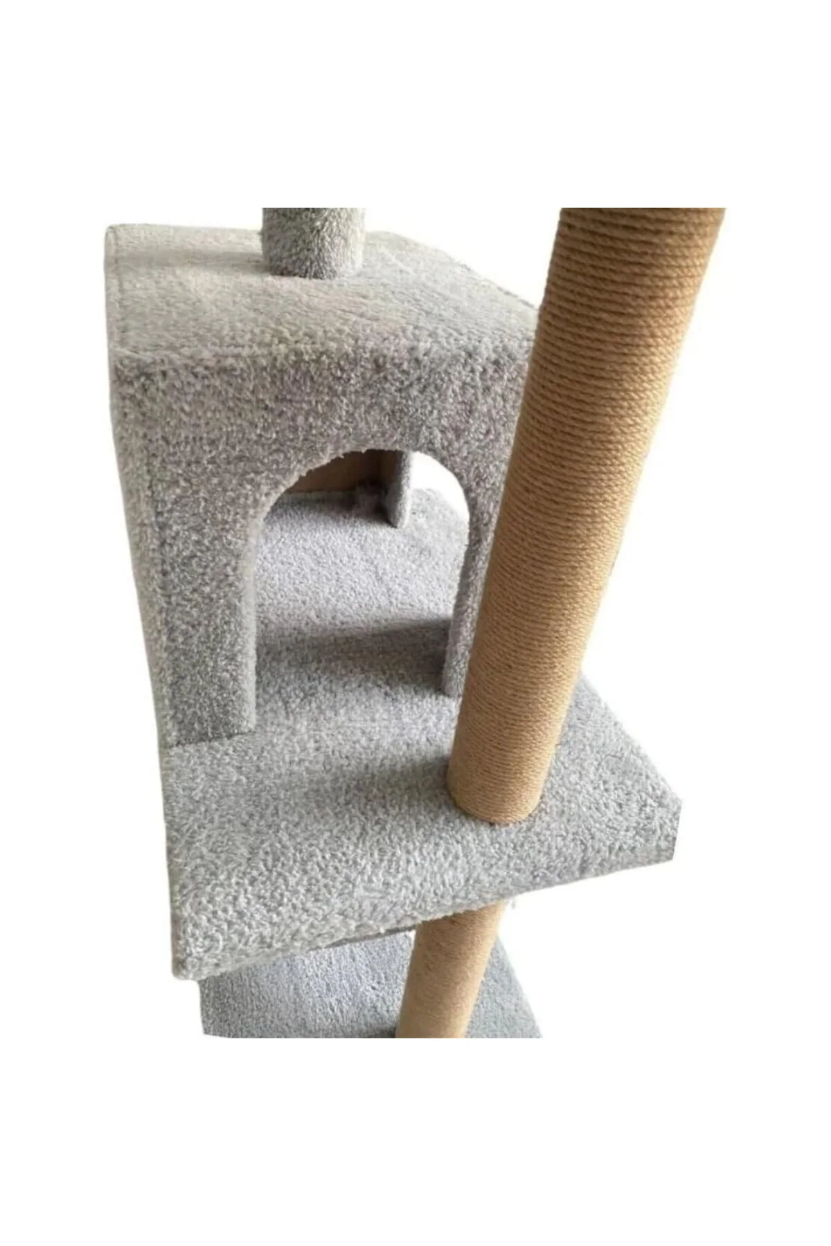 Reyo Pet Y01 Salıncaklı Yuvalı Lüx Kedi Tırmalama Oyun Evi Gri