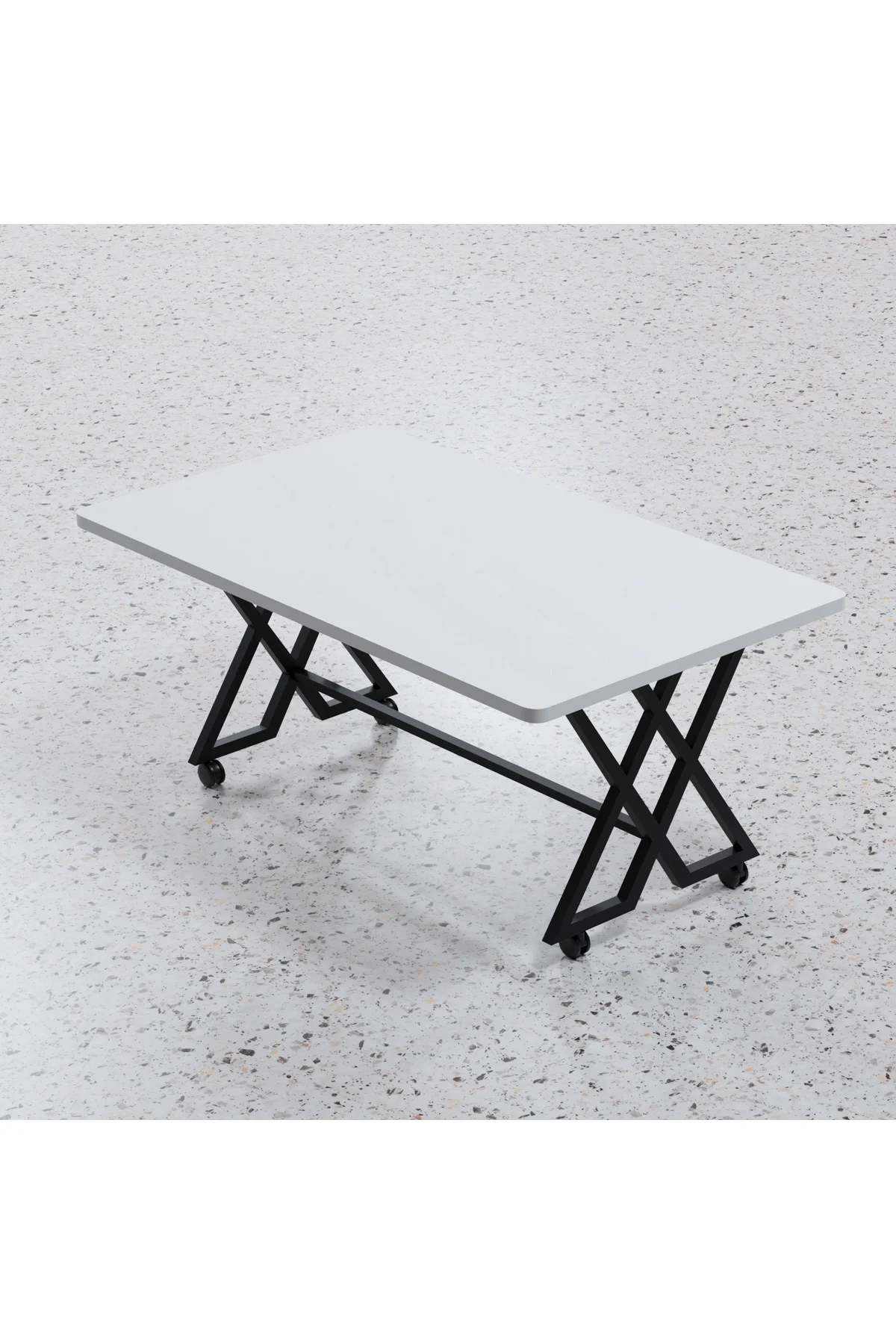 Reyyan Orta Sehpa Siyah Metal Ayak Tekerlekli 70 X110