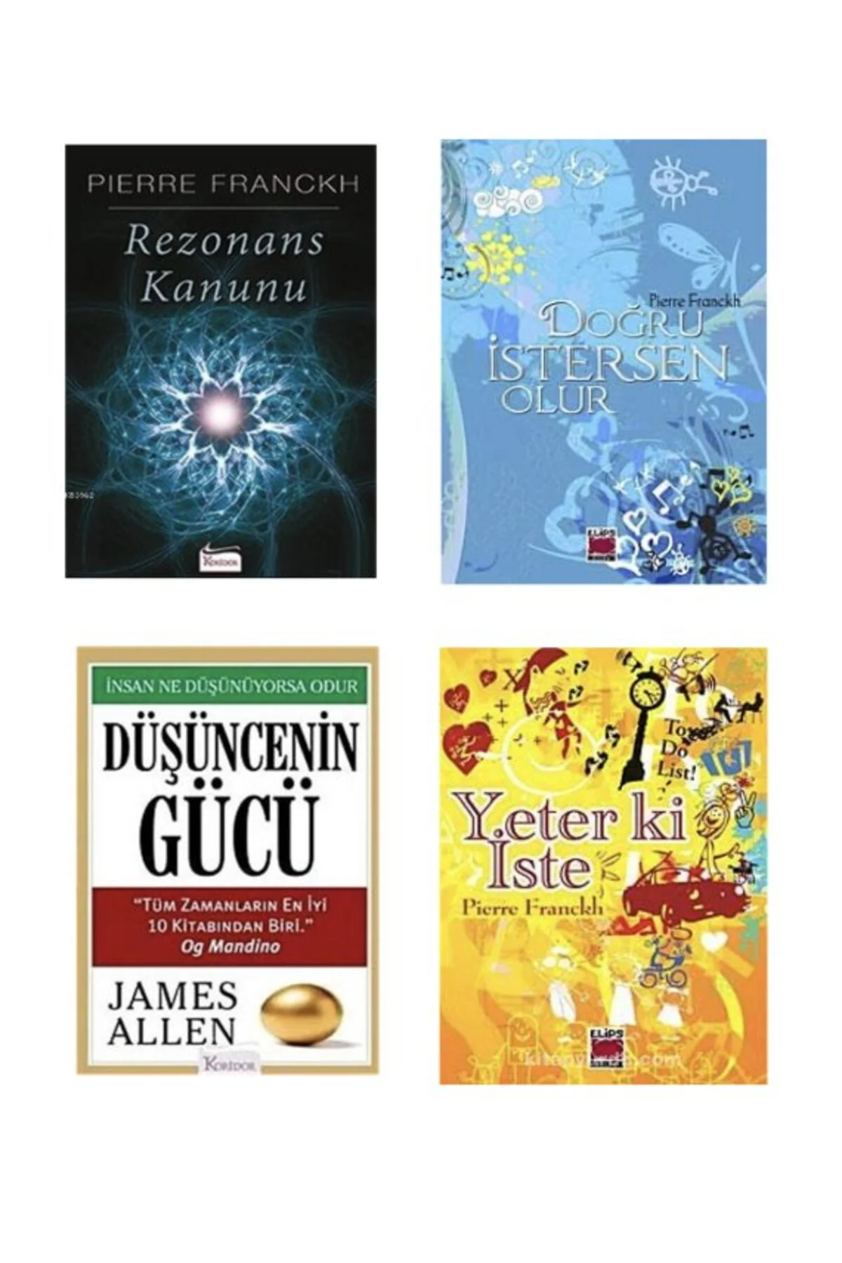 REZONANS KANUNU+DOGRU ISTERSEN OLUR+DUSUNCENIN GUCU+YETERKI ISTE=4 SET KITAP