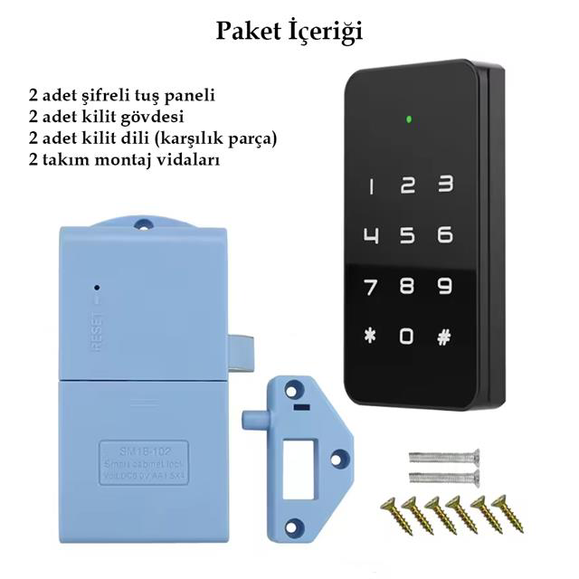RFID Ve Tuş Panelli Dijital Elektronik Kapı Dolap Kilidi (2&amp;a