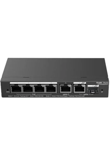 RG-ES206GS-P 4 PORT 10/100/1000 4 PORT POE+ 1XGE UPLINK 1 X SFP 54W RUJIE CLOUD YONETILEBILIR DESKTOP SWITCH
