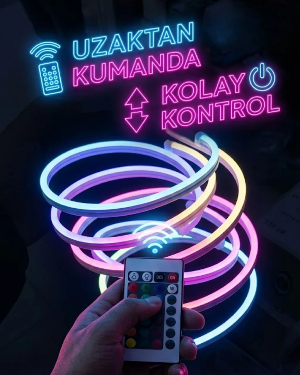 Rgb Akıllı Led Neon Şerit Işık 3 Metre Uzaktan Kumandalı Ve Telefon Kontrollü Renkli Aydınlatma - Lisinya Diğer