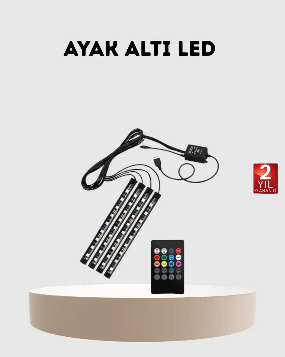 RGB Araç İçi LED Aydınlatma 12V 48 LED Müzik Kontrollü 4 Şerit Se