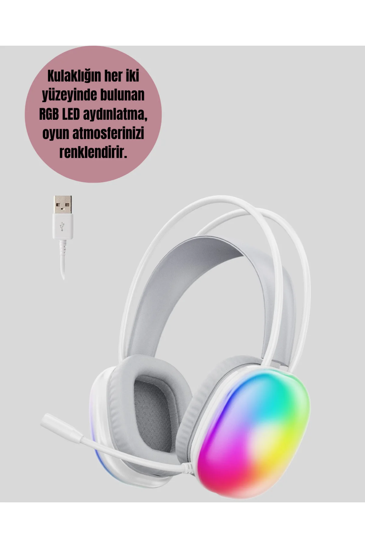 RGB Aydınlatmalı Kablosuz Bluetooth Oyuncu Kulaklığı - Lisinya