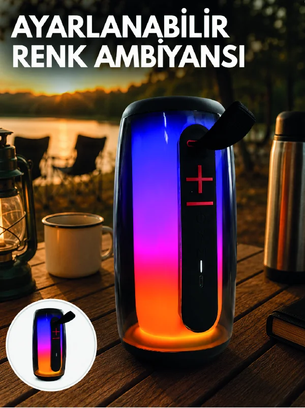 RGB Aydınlatmalı Kablosuz Bluetooth Hoparlör USB Bellek TF Kart Destekli RGB Aydınlatmalı Kablosuz Bluetooth Hoparlör USB Bellek TF Kart Destekli