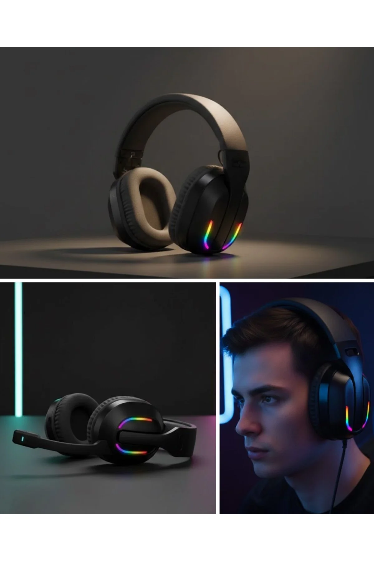 RGB Aydınlatmalı Kablosuz Kulaklığı Konsol ve PC Uyumlu - GLST7761-6700 RGB Aydınlatmalı Kablosuz Kulaklığı Konsol ve PC Uyumlu - GLST7761-6700