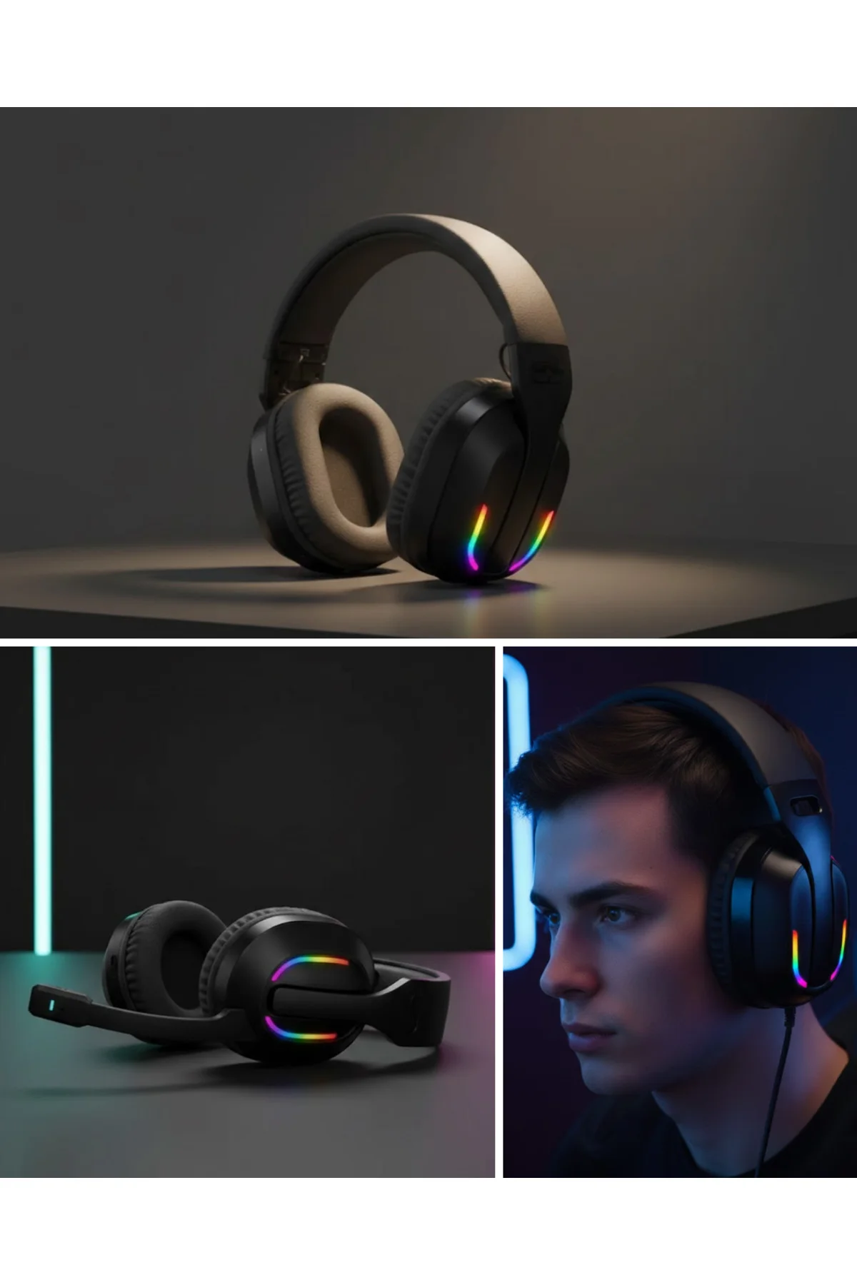 Rgb Aydınlatmalı Kablosuz Oyuncu Kulaklığı Konsol Ve Pc Uyumlu Rgb Aydınlatmalı Kablosuz Oyuncu Kulaklığı Konsol Ve Pc Uyumlu