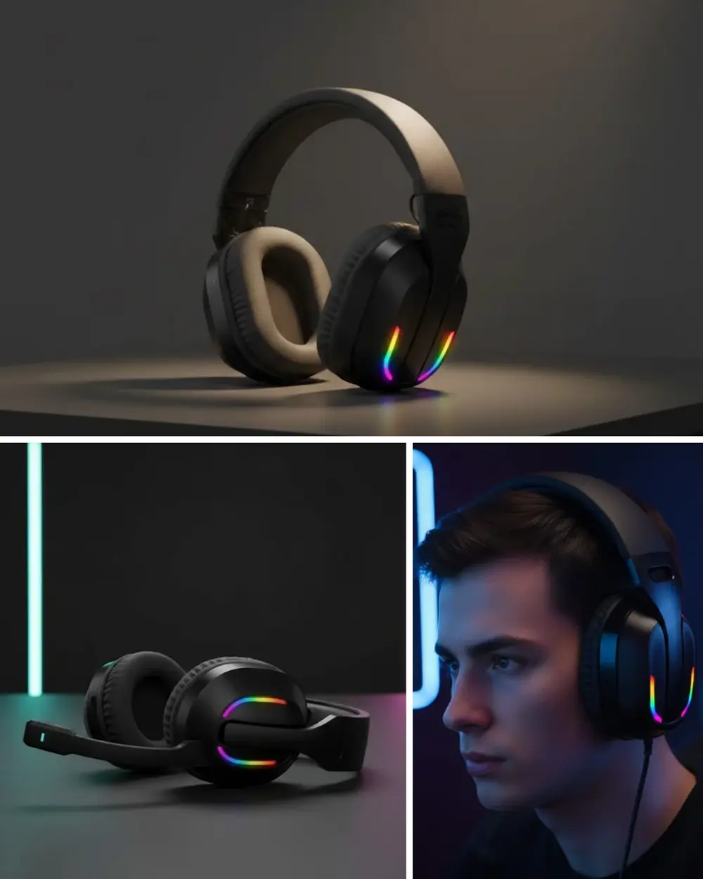 RGB Aydınlatmalı Kablosuz Oyuncu Kulaklığı Konsol ve PC Uyumlu
