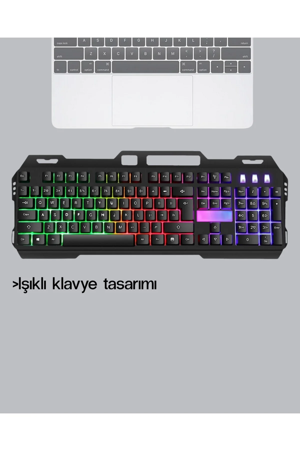RGB Aydınlatmalı Klavye Mouse Seti – USB Bağlantılı, Türkçe Q, Ay