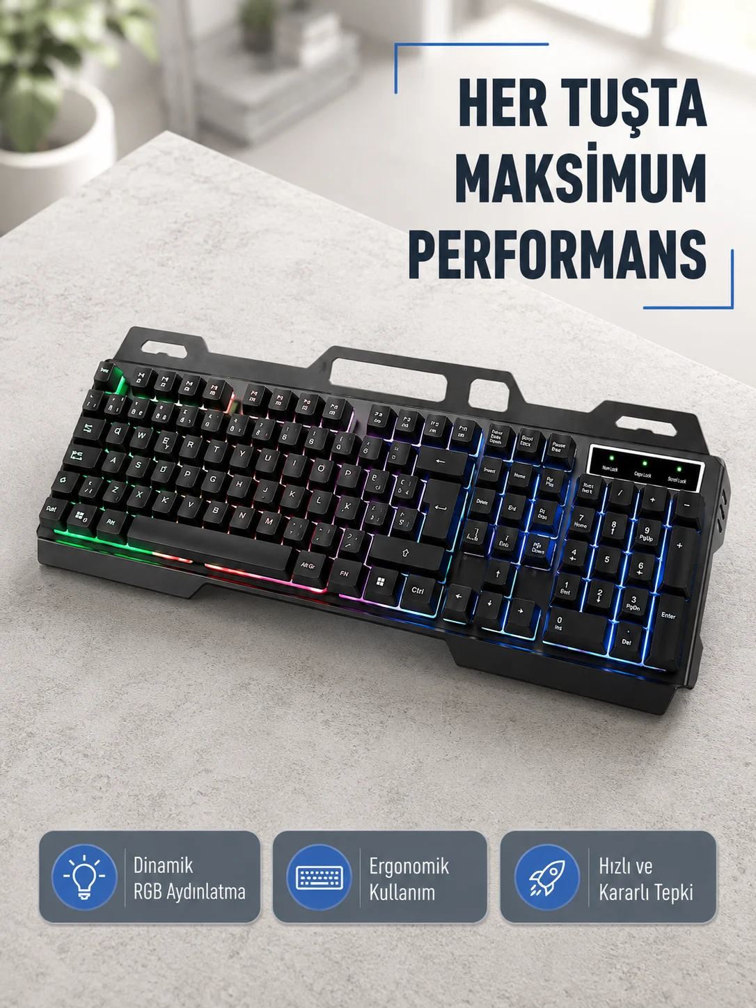 RGB Aydınlatmalı Klavye Mouse Seti – USB Bağlantılı, Türkçe Q, Ayarlanabilir DPI, Ergonomik Yapı