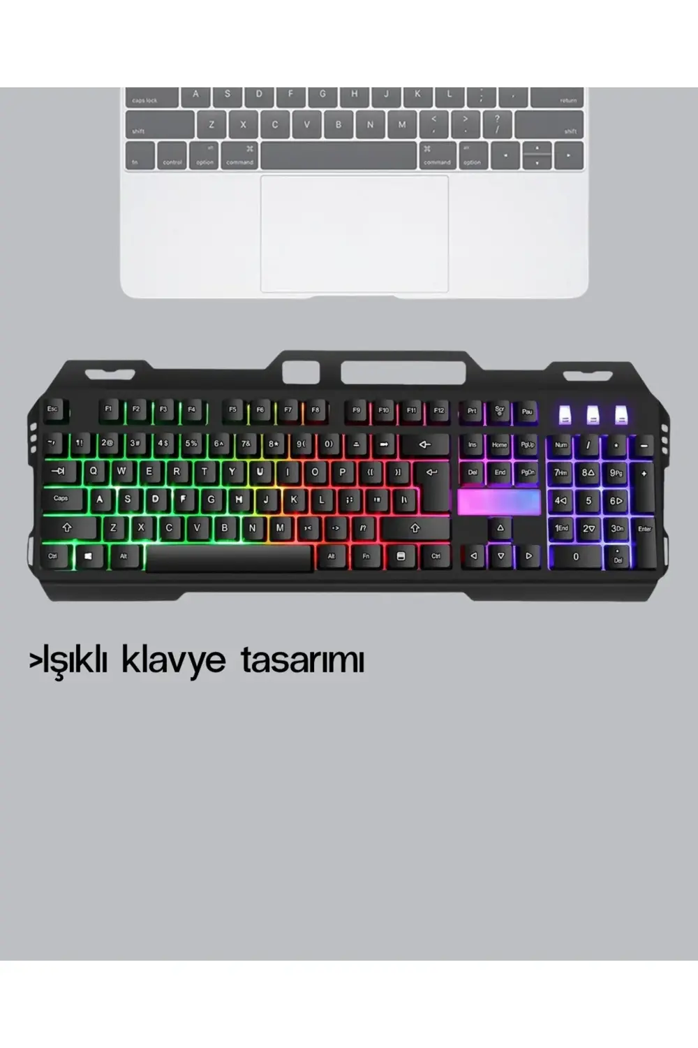 RGB Aydınlatmalı Klavye Mouse Seti – USB Bağlantılı, Türkçe Q, Ay