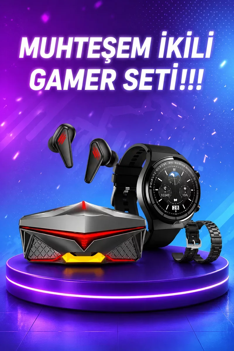 RGB Gaming Kulaklık ve Akıllı Saat Seti - ANC, Nabız Ölçer ve Uyku Takibi