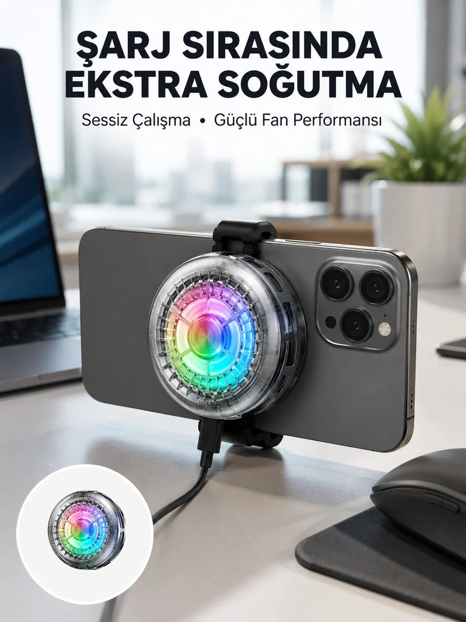 Rgb Gaming Telefon Fanı Sessiz Soğutucu Tüm Akıllı Telefonlara Uygun Yeni Nesil - Lisinya