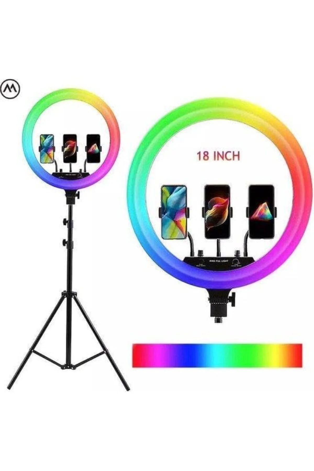 RGB HALKA LED MJ18 18 İnç Kumandalı RGB Halka Led Işık Profesyone