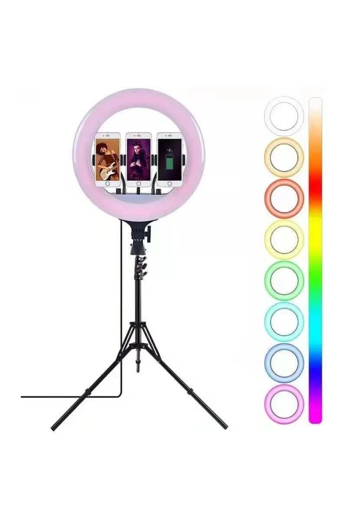 RGB HALKA LED MJ18 18 İnç Kumandalı RGB Halka Led Işık Profesyone