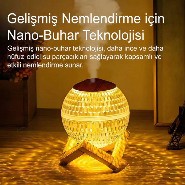 RGB Işık Efektli Kristal Top Tasarımlı Hava Nemlendirici