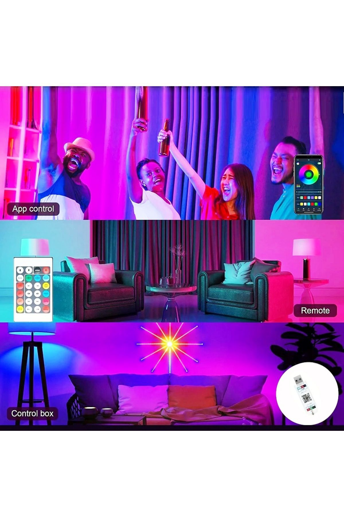 Kuzey Rgb İşiklarin Dansi Noel İşiği App Smart Control İc Led Rgb Firew