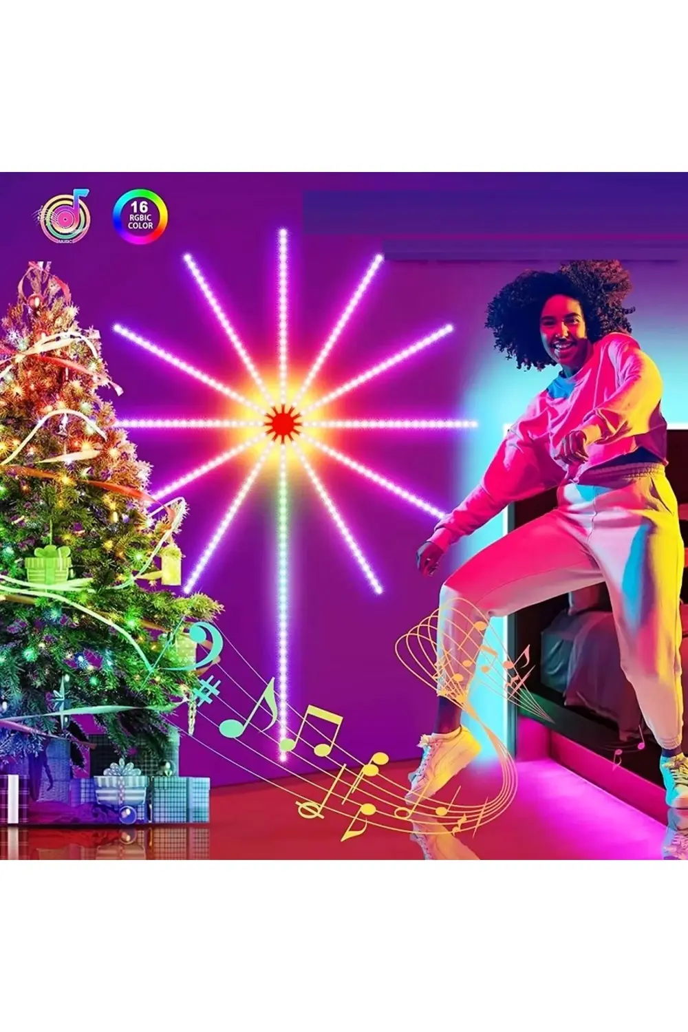 Kuzey Rgb İşiklarin Dansi Noel İşiği App Smart Control İc Led Rgb Firew