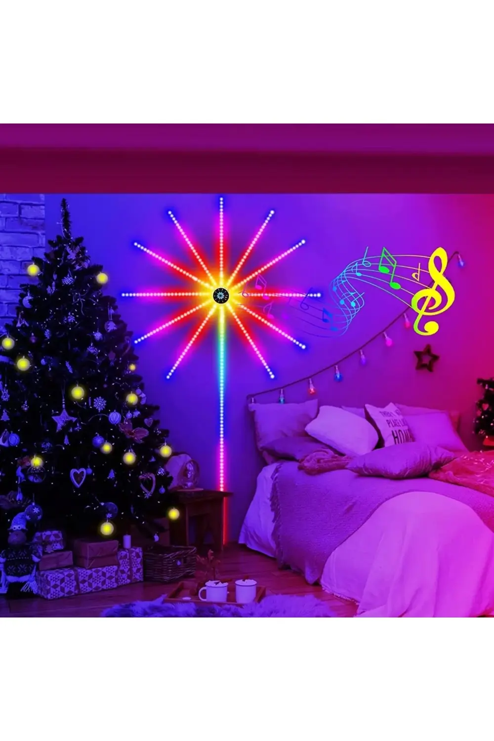 Kuzey Rgb İşiklarin Dansi Noel İşiği App Smart Control İc Led Rgb Firew