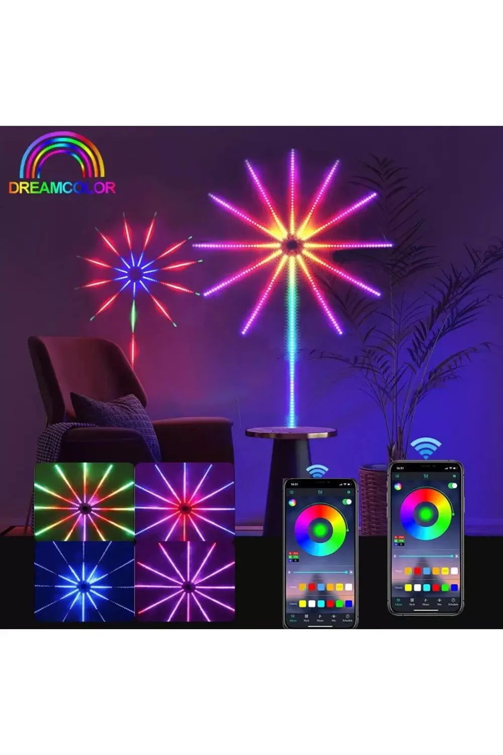 Kuzey Rgb İşiklarin Dansi Noel İşiği App Smart Control İc Led Rgb Firew