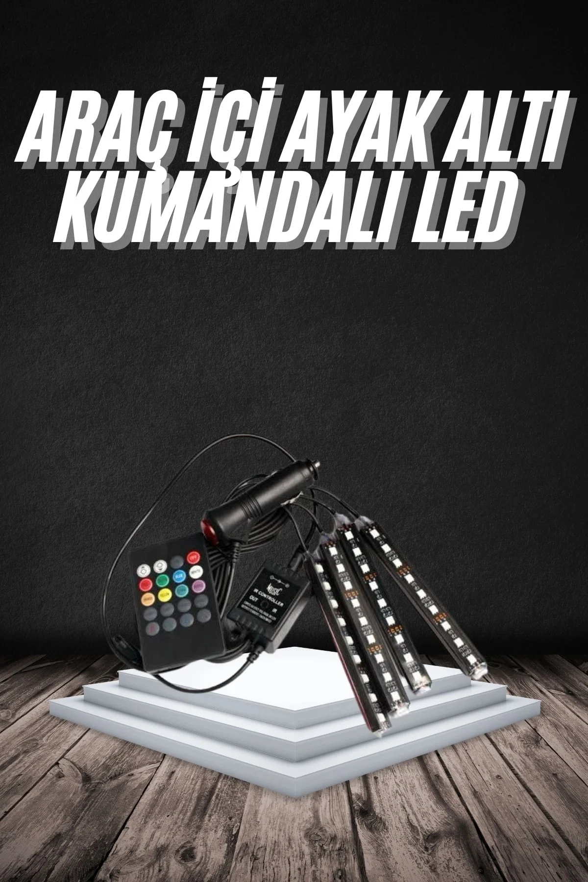 Rgb Işıklı Araç İçi Aydınlatma Kumandalı 12'li Led Işık Renk Deği