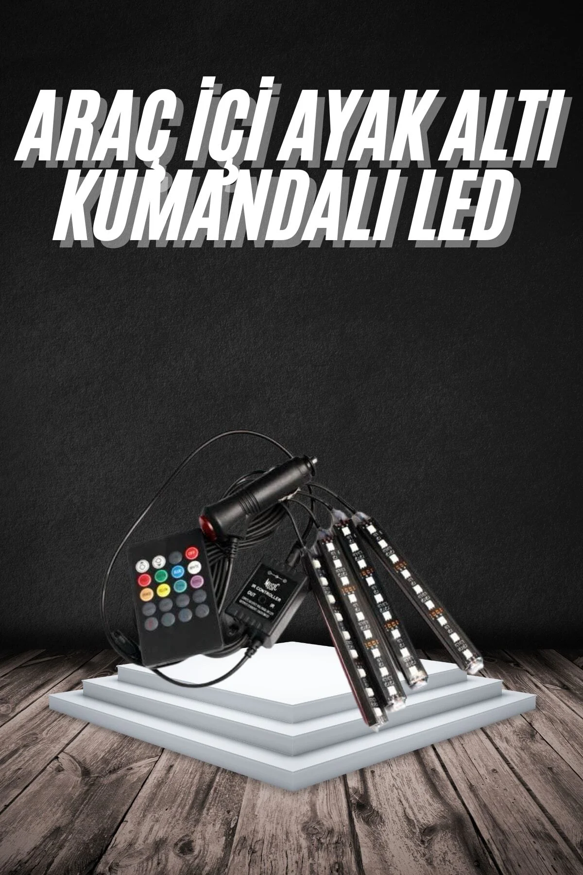 RGB Işıklı Araç İçi Aydınlatma Kumandalı 12'li Led Işık Renk Deği RGB Işıklı Araç İçi Aydınlatma Kumandalı 12'li Led Işık Renk Deği