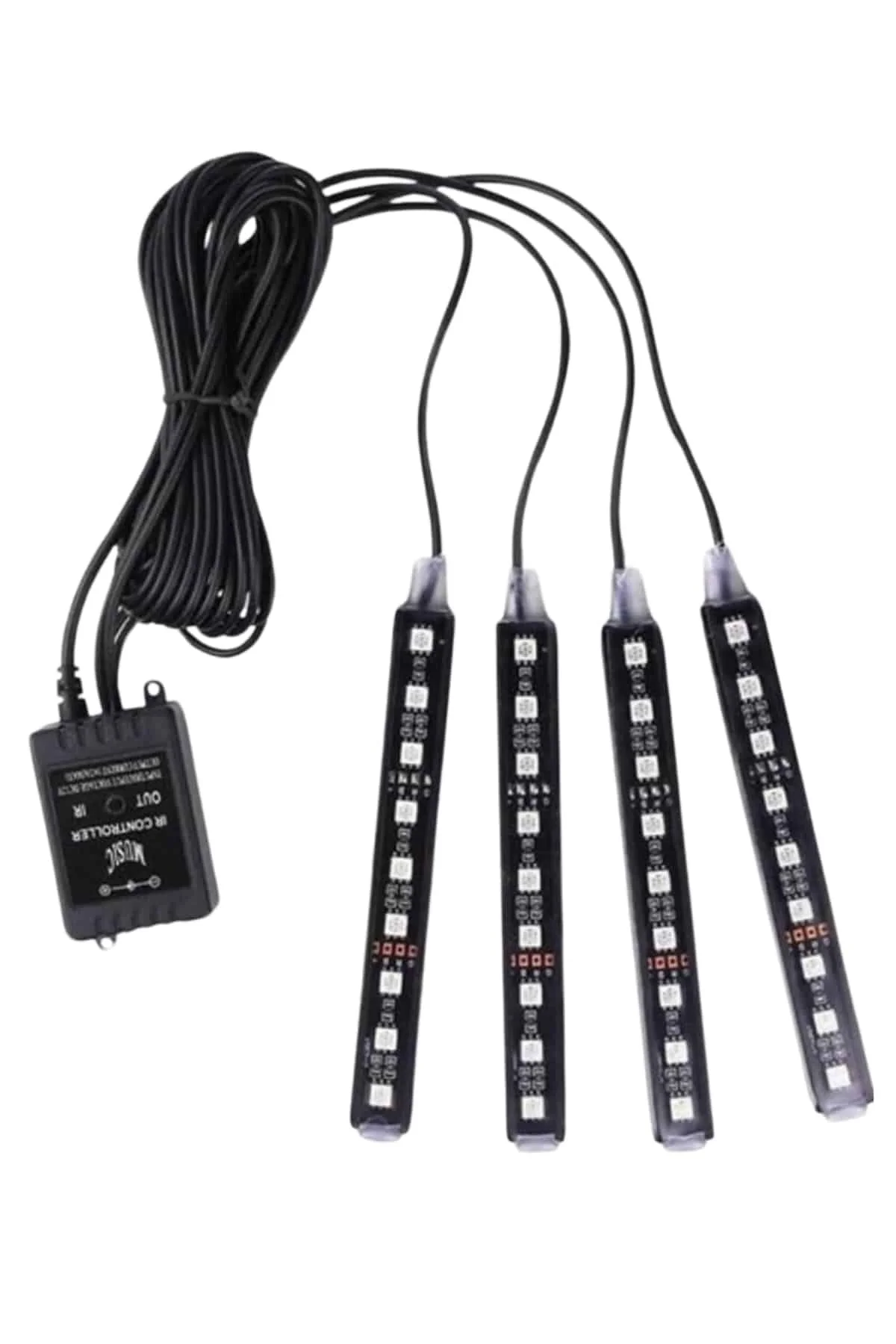 RGB Işıklı Araç İçi Aydınlatma Kumandalı 12'li Led Işık Renk Deği RGB Işıklı Araç İçi Aydınlatma Kumandalı 12'li Led Işık Renk Deği