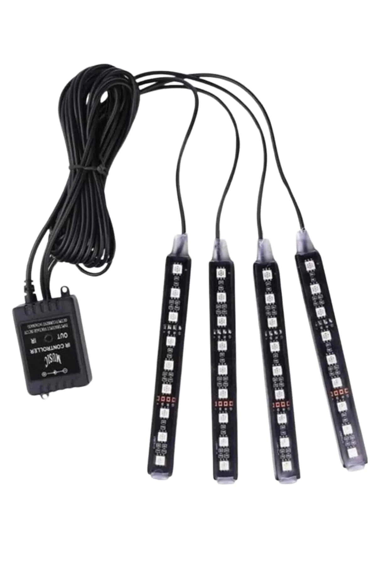 Rgb Işıklı Araç İçi Aydınlatma Kumandalı 12'li Led Işık Renk Deği