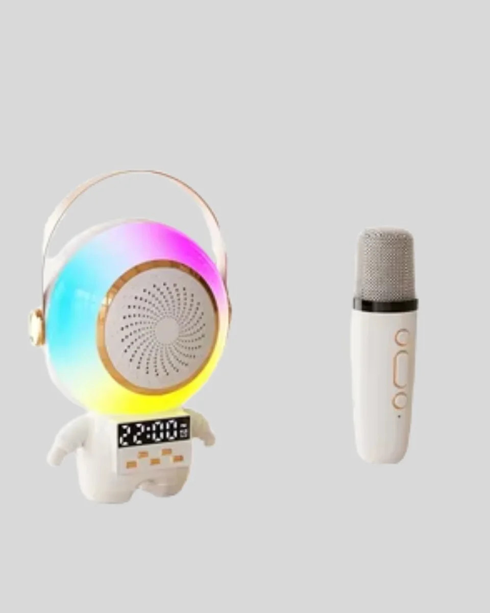 RGB Işıklı Astronot Bluetooth Hoparlör Karaoke Mikrofonlu - Kablosuz Karaoke ve Parti Hoparlörü