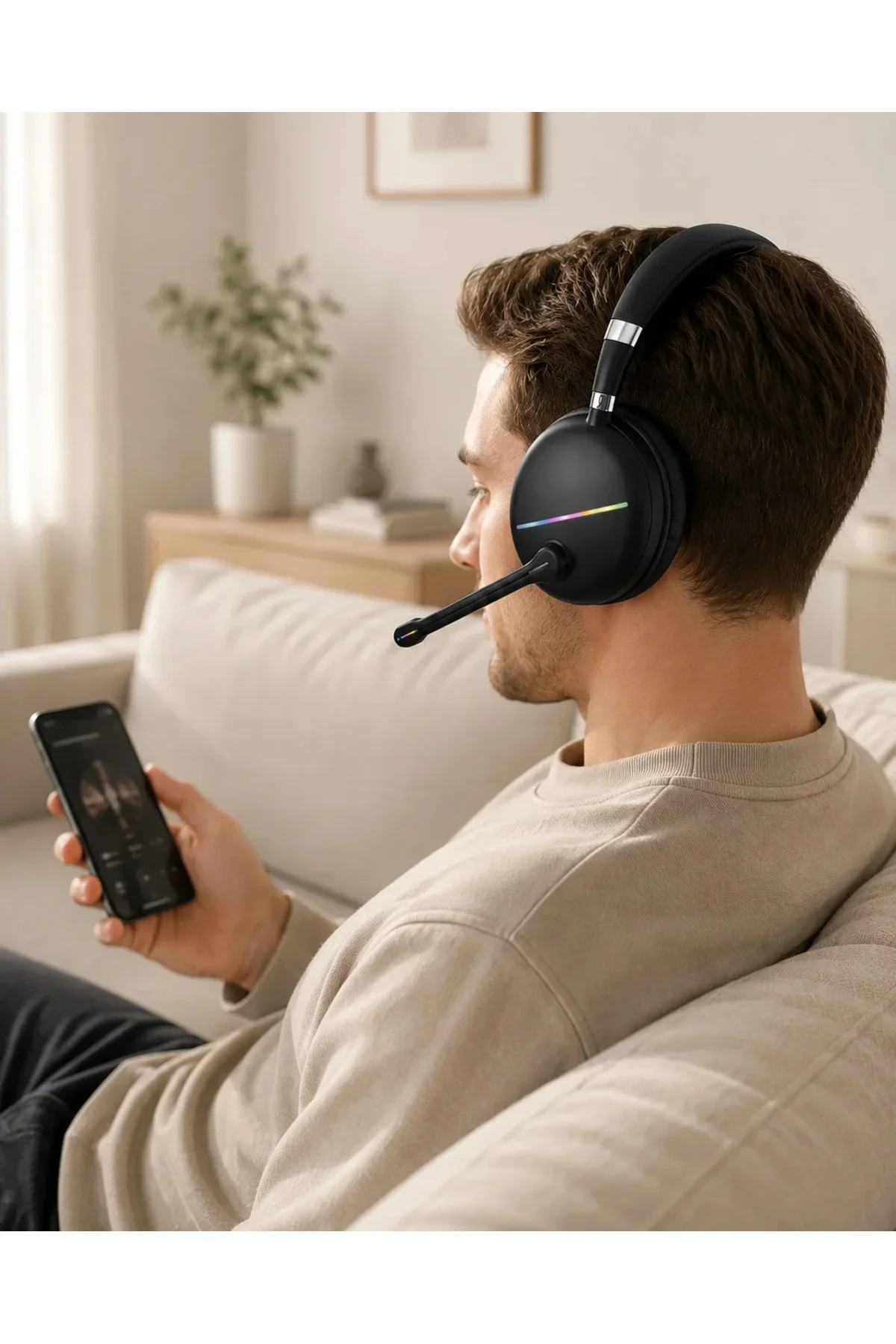 RGB Işıklı Bluetooth krofonlu Kulaklık Uzun Süreli Kullanım Type-C Şarjlı RGB Işıklı Bluetooth krofonlu Kulaklık Uzun Süreli Kullanım Type-C Şarjlı